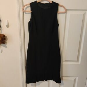 Black petite theory work dress with pleat detail